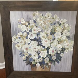 Beautiful Floral Painting With Thick wood frame- Retails At Kirklands For $129-